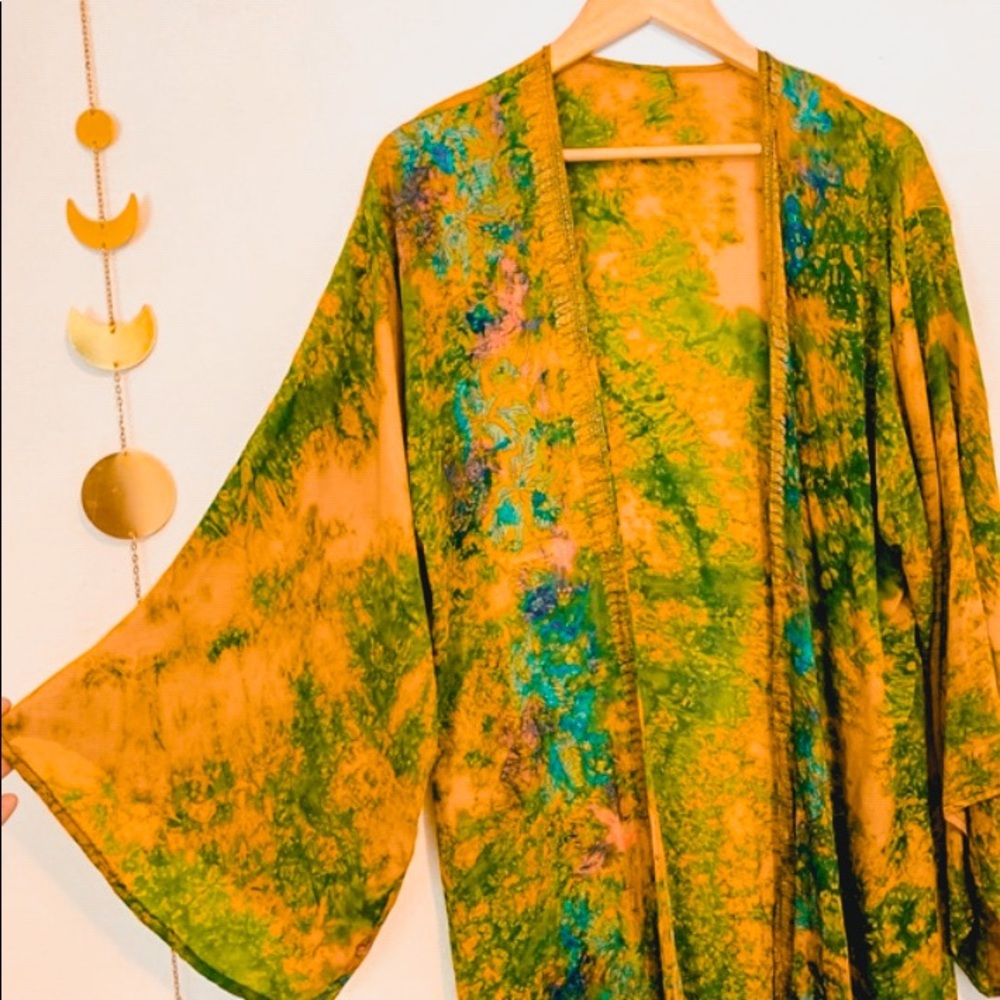 Silktique | Tie Dye Sheer Silk Kimono - Picture 2 of 9